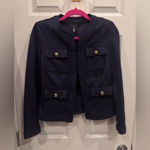 White House Black Market NAVY Blazer with Gold Accents